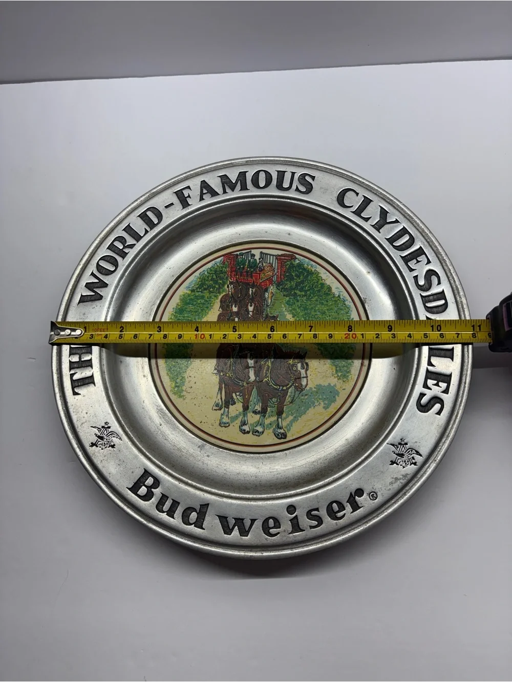 Vintage Budweiser Clydesdales 11” Metal Breweriana Advertising Plate